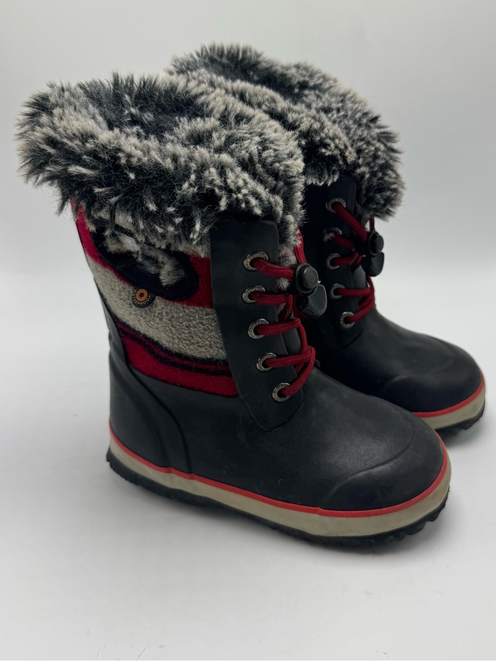 BOGS Arcata Stripe Kids Waterproof Faux Fur Winter Snow Boots Toddler Size 9
